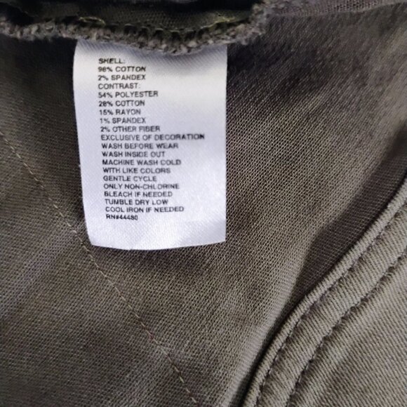 Design Wonderly Woman's Green Denim Jacket Large Junior Unique design of back - Picture 10 of 12